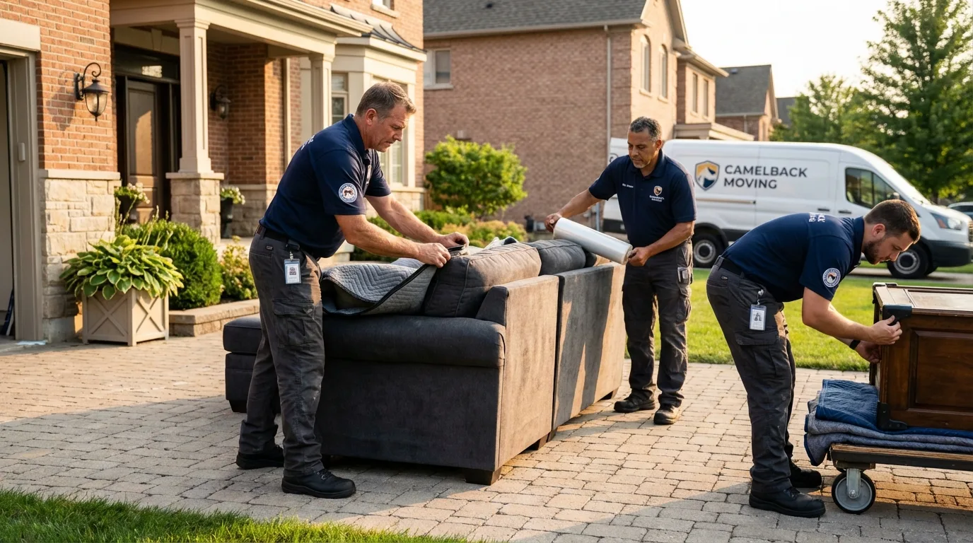 Large estate moving crew wrapping furniture in Brown City, MI