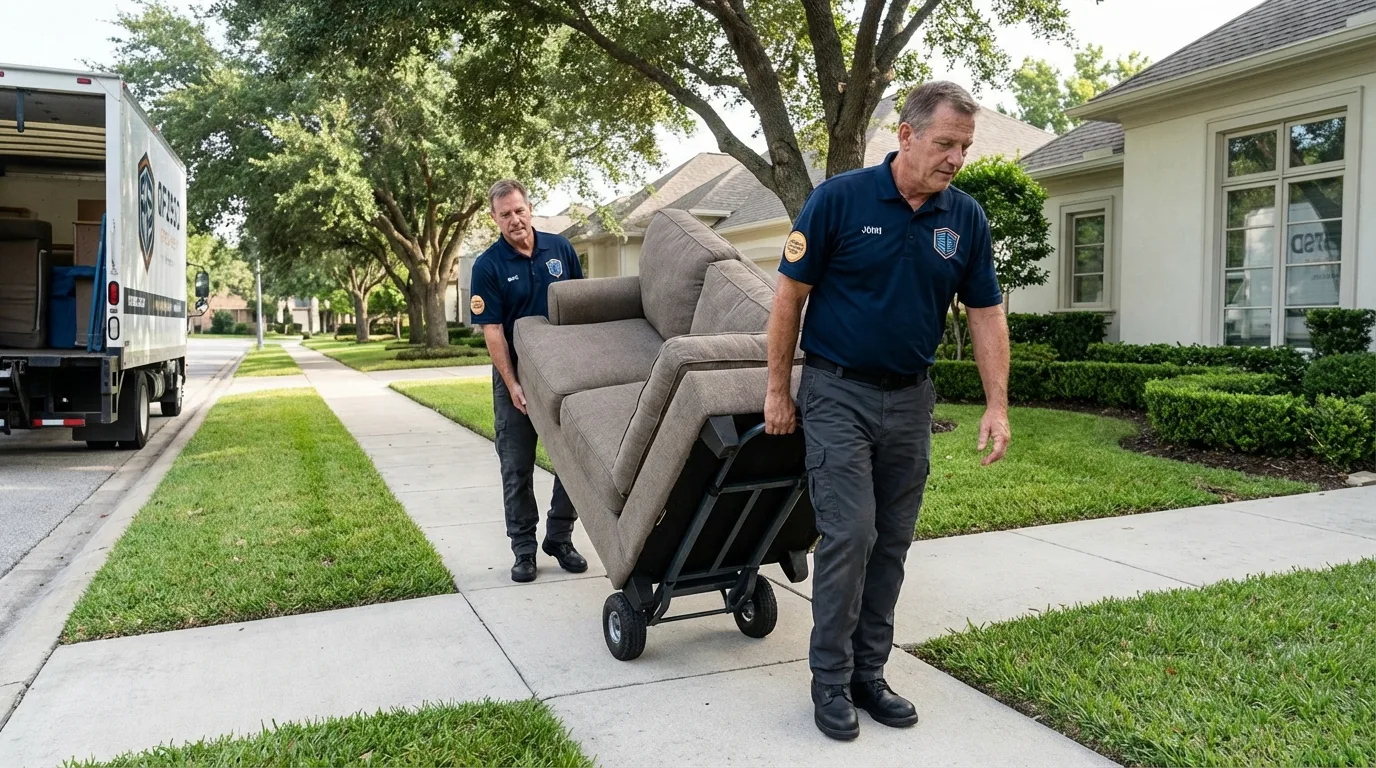 Local residential moving crew loading furniture in Brown City, MI